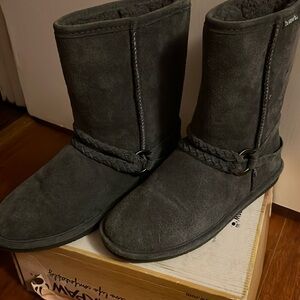 Bearpaw Hickory Adele suede braid blue gray boots